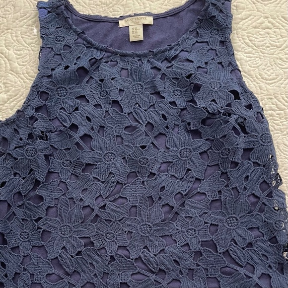 St Tropez West Top Sleeveless Navy Floral Cut Lace Size XS - Picture 4 of 12